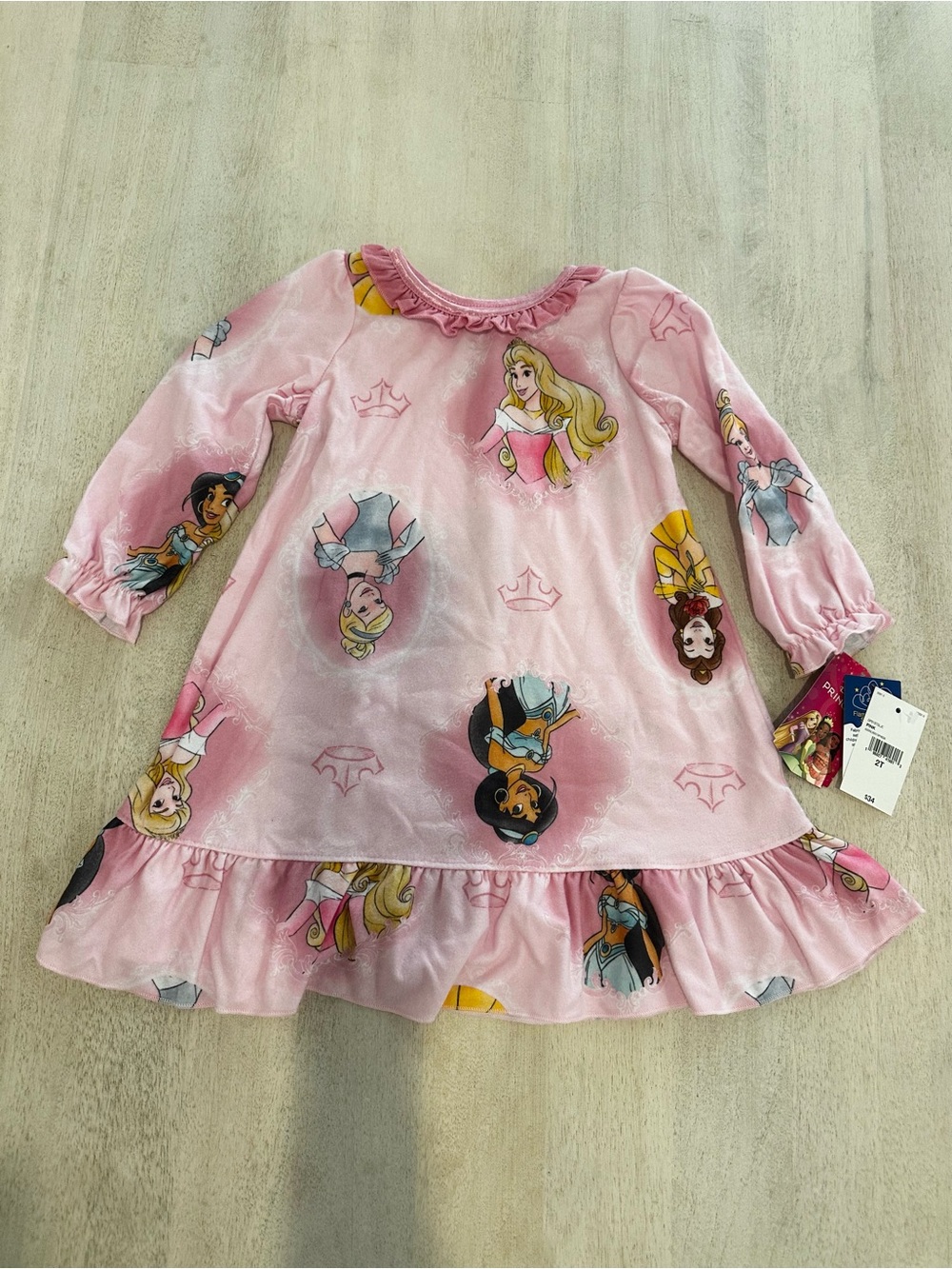 Disney Princess Nightgown 2T Pink Long Sleeve NWT